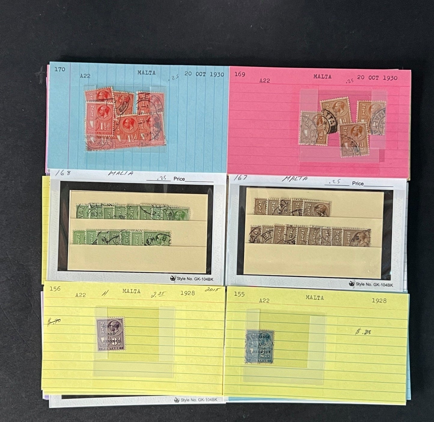 Malta Stamp Collection on Dealer Cards $265 CV ZAYIX 0825CB414622