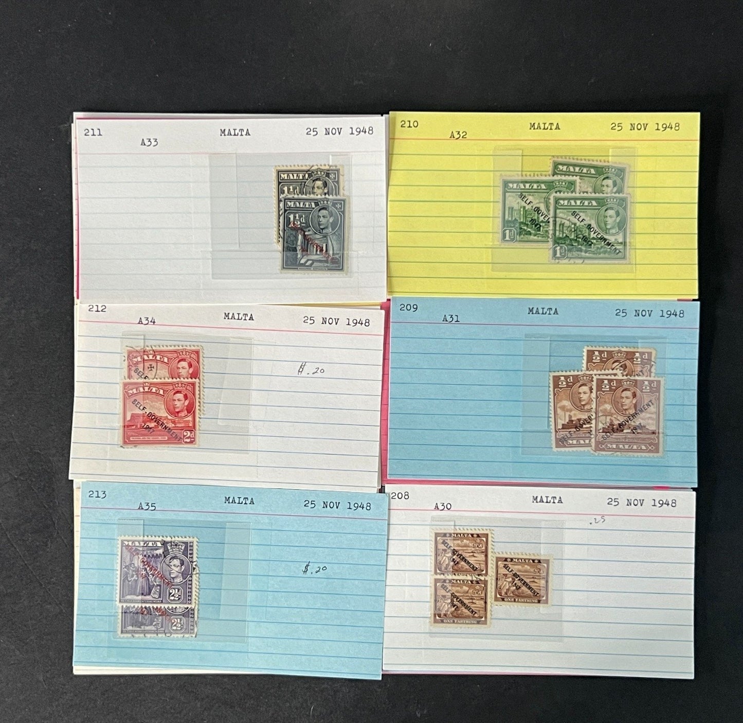 Malta Stamp Collection on Dealer Cards $265 CV ZAYIX 0825CB414622