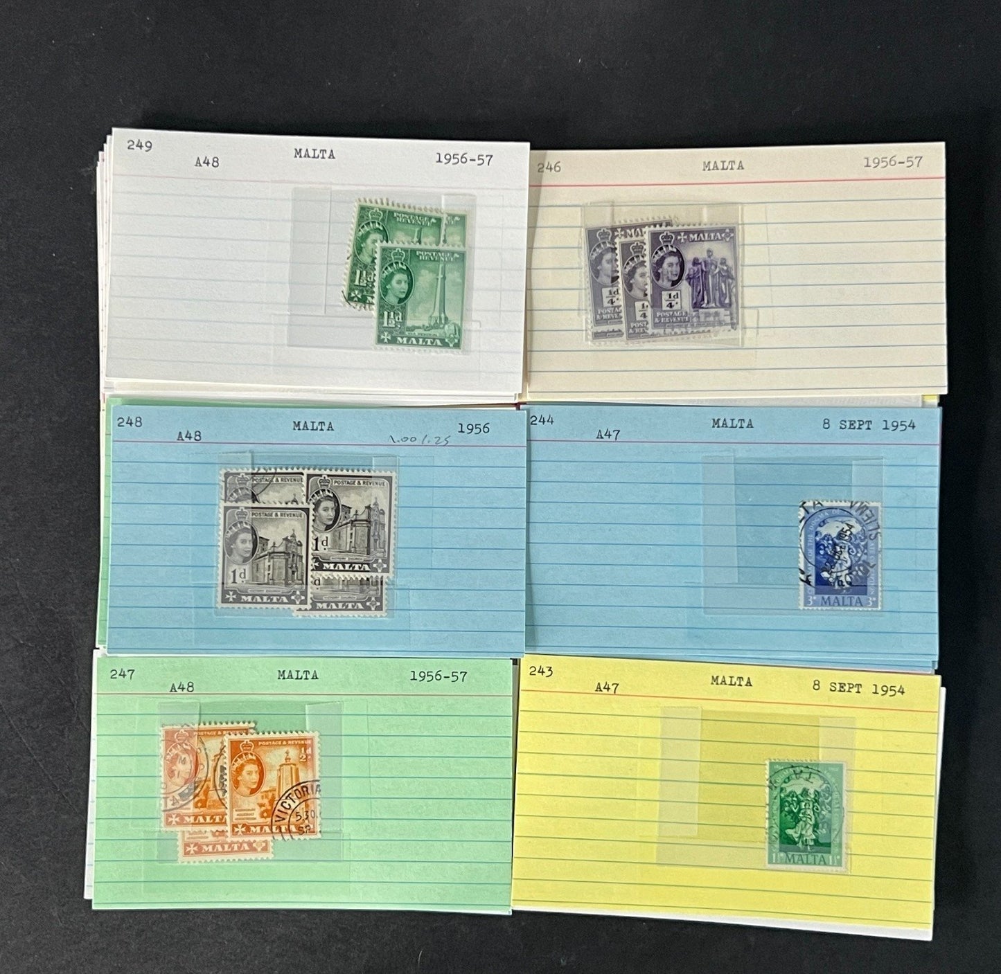 Malta Stamp Collection on Dealer Cards $265 CV ZAYIX 0825CB414622
