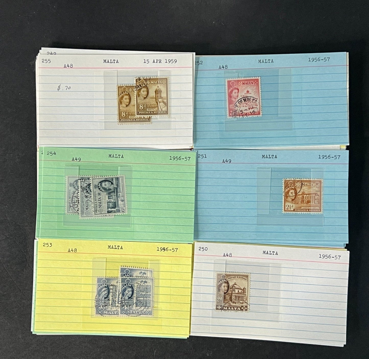 Malta Stamp Collection on Dealer Cards $265 CV ZAYIX 0825CB414622