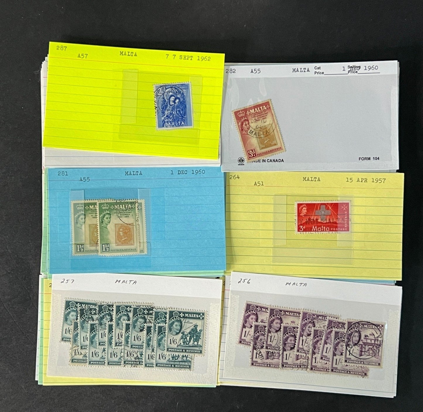 Malta Stamp Collection on Dealer Cards $265 CV ZAYIX 0825CB414622