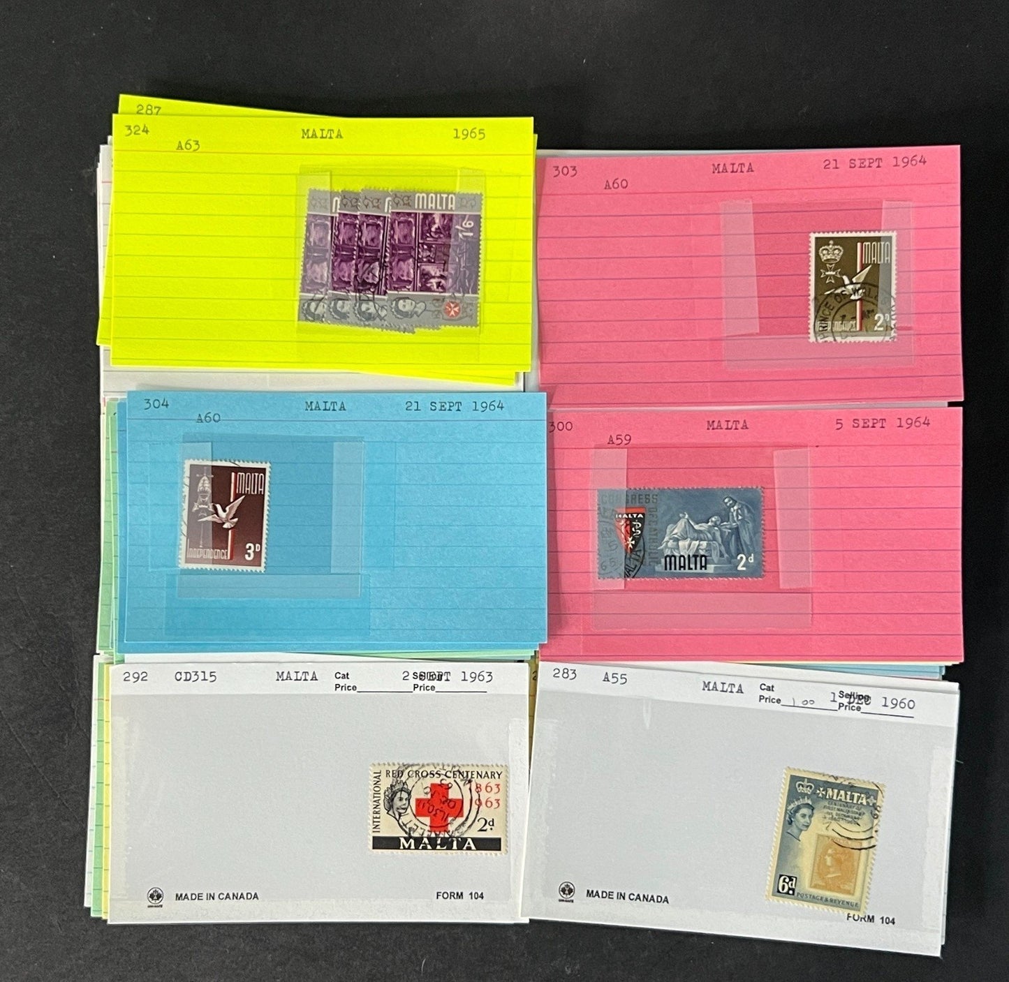Malta Stamp Collection on Dealer Cards $265 CV ZAYIX 0825CB414622