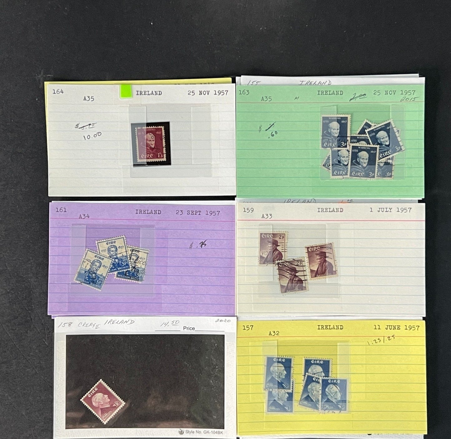 Ireland Stamp Collection on Dealer Cards $580 CV ZAYIX 0825CB414624