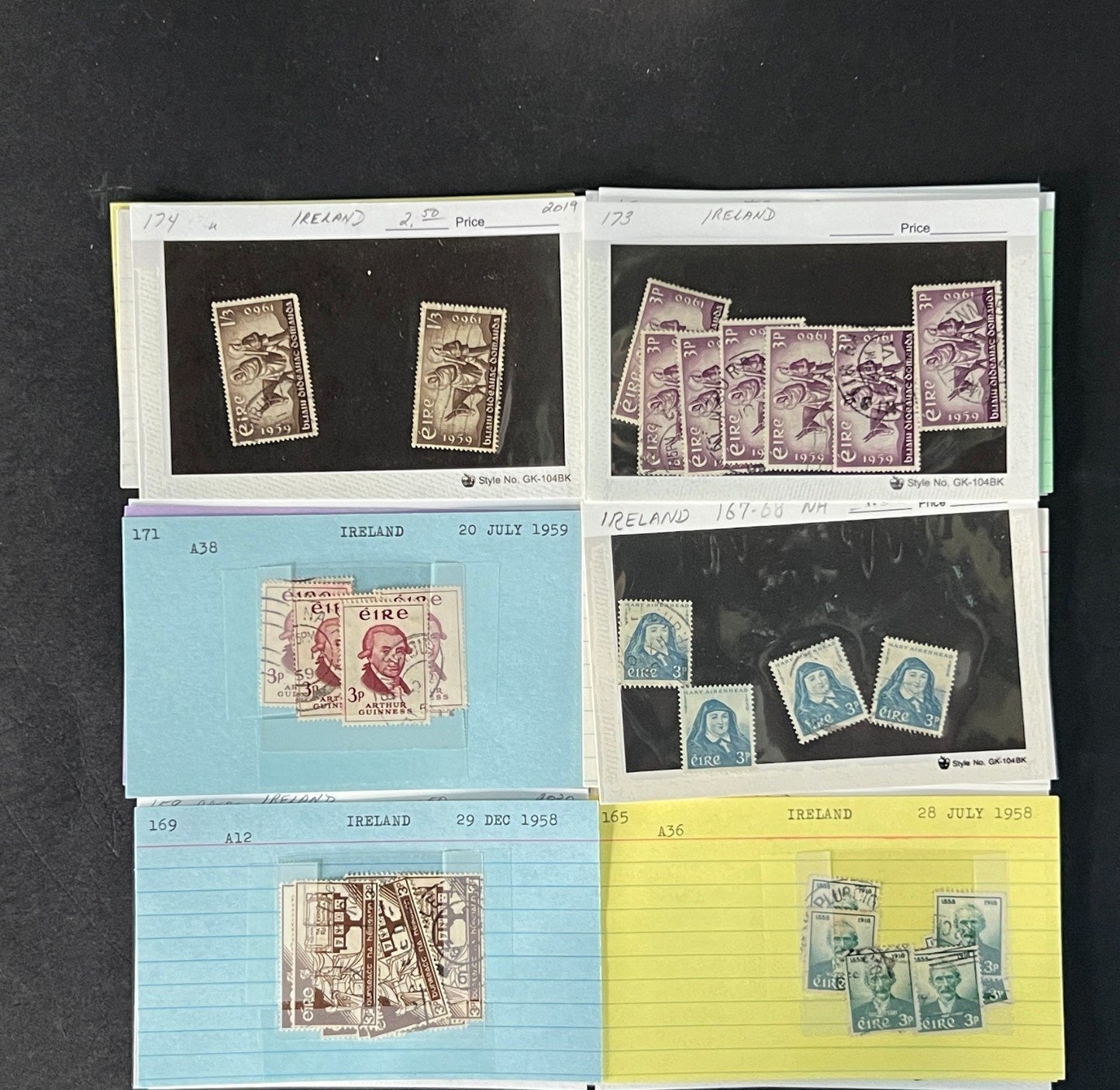 Ireland Stamp Collection on Dealer Cards $580 CV ZAYIX 0825CB414624