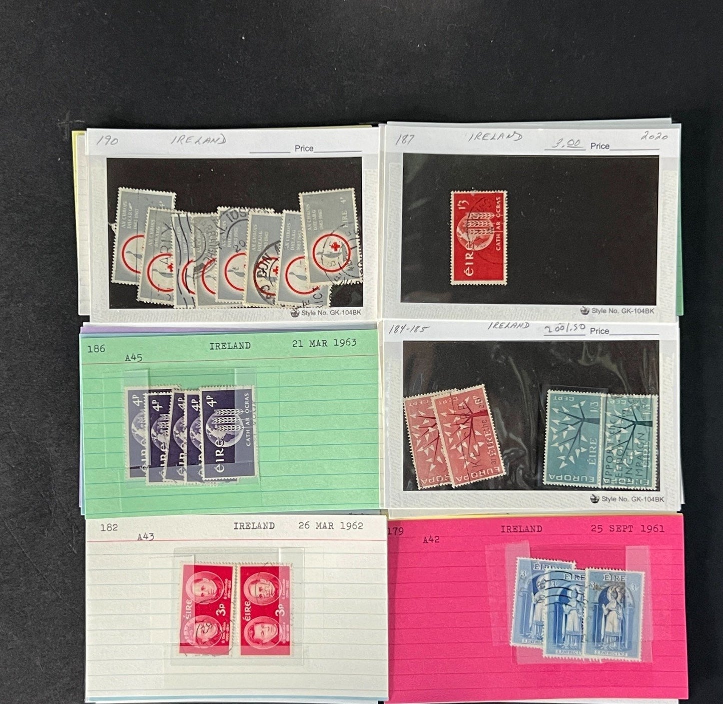 Ireland Stamp Collection on Dealer Cards $580 CV ZAYIX 0825CB414624