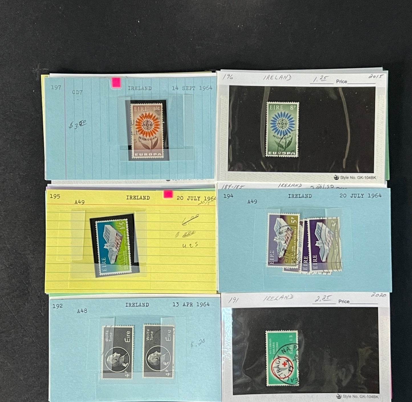 Ireland Stamp Collection on Dealer Cards $580 CV ZAYIX 0825CB414624
