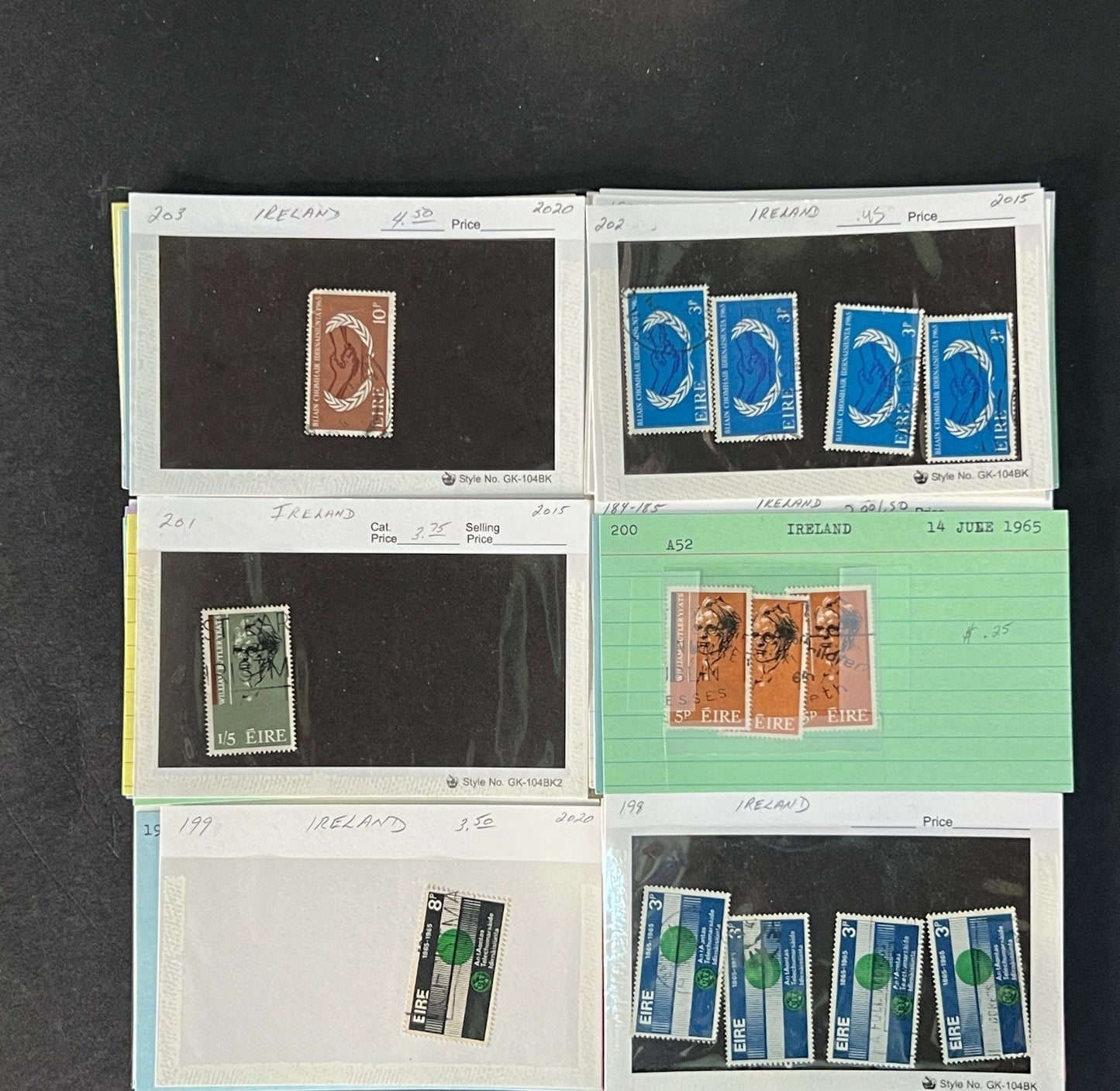 Ireland Stamp Collection on Dealer Cards $580 CV ZAYIX 0825CB414624