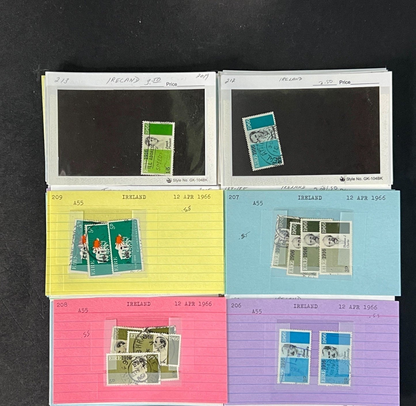Ireland Stamp Collection on Dealer Cards $580 CV ZAYIX 0825CB414624