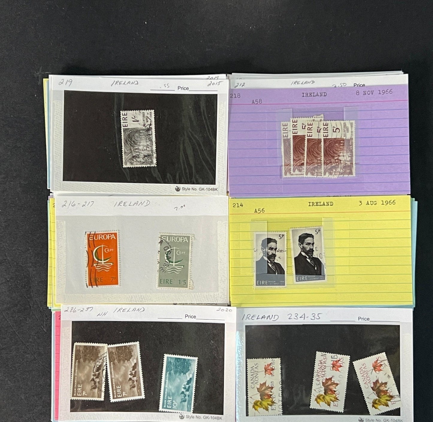 Ireland Stamp Collection on Dealer Cards $580 CV ZAYIX 0825CB414624