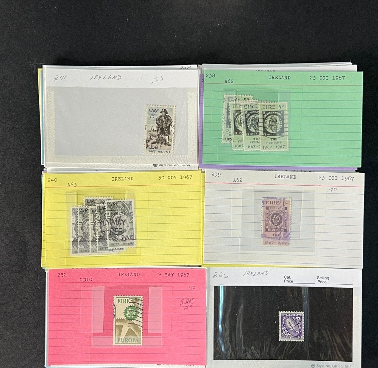 Ireland Stamp Collection on Dealer Cards $580 CV ZAYIX 0825CB414624
