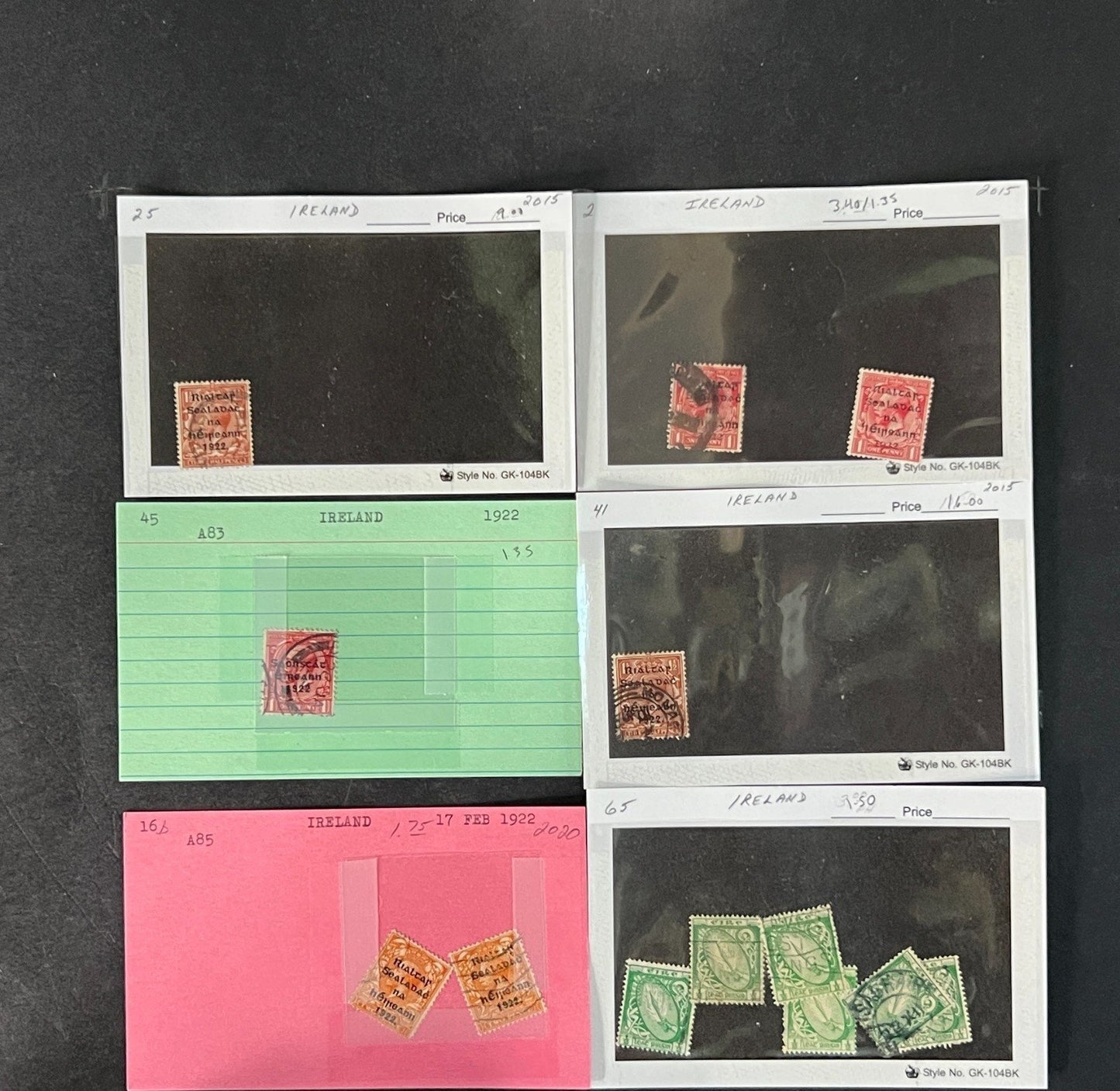 Ireland Stamp Collection on Dealer Cards $580 CV ZAYIX 0825CB414624