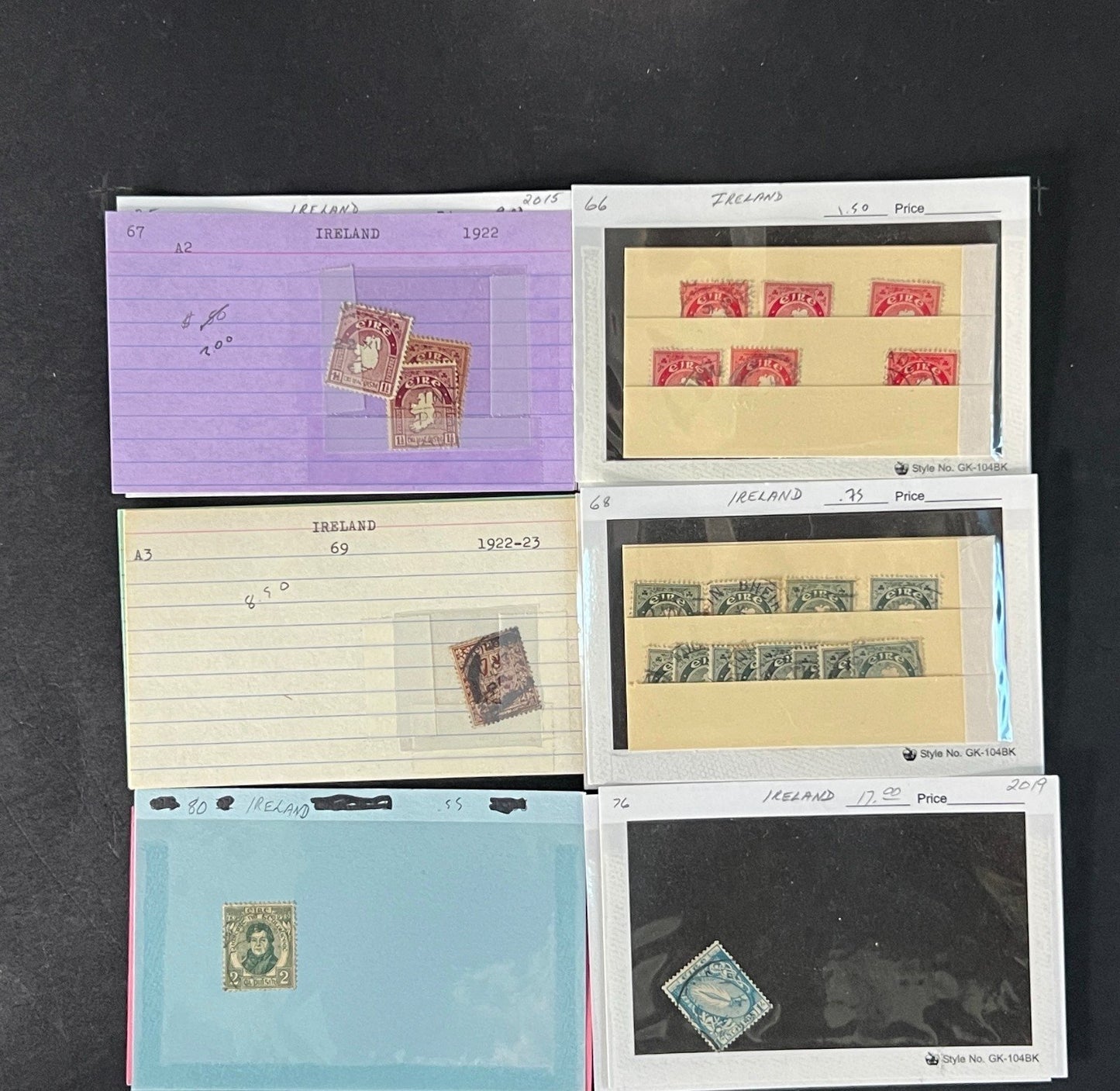 Ireland Stamp Collection on Dealer Cards $580 CV ZAYIX 0825CB414624