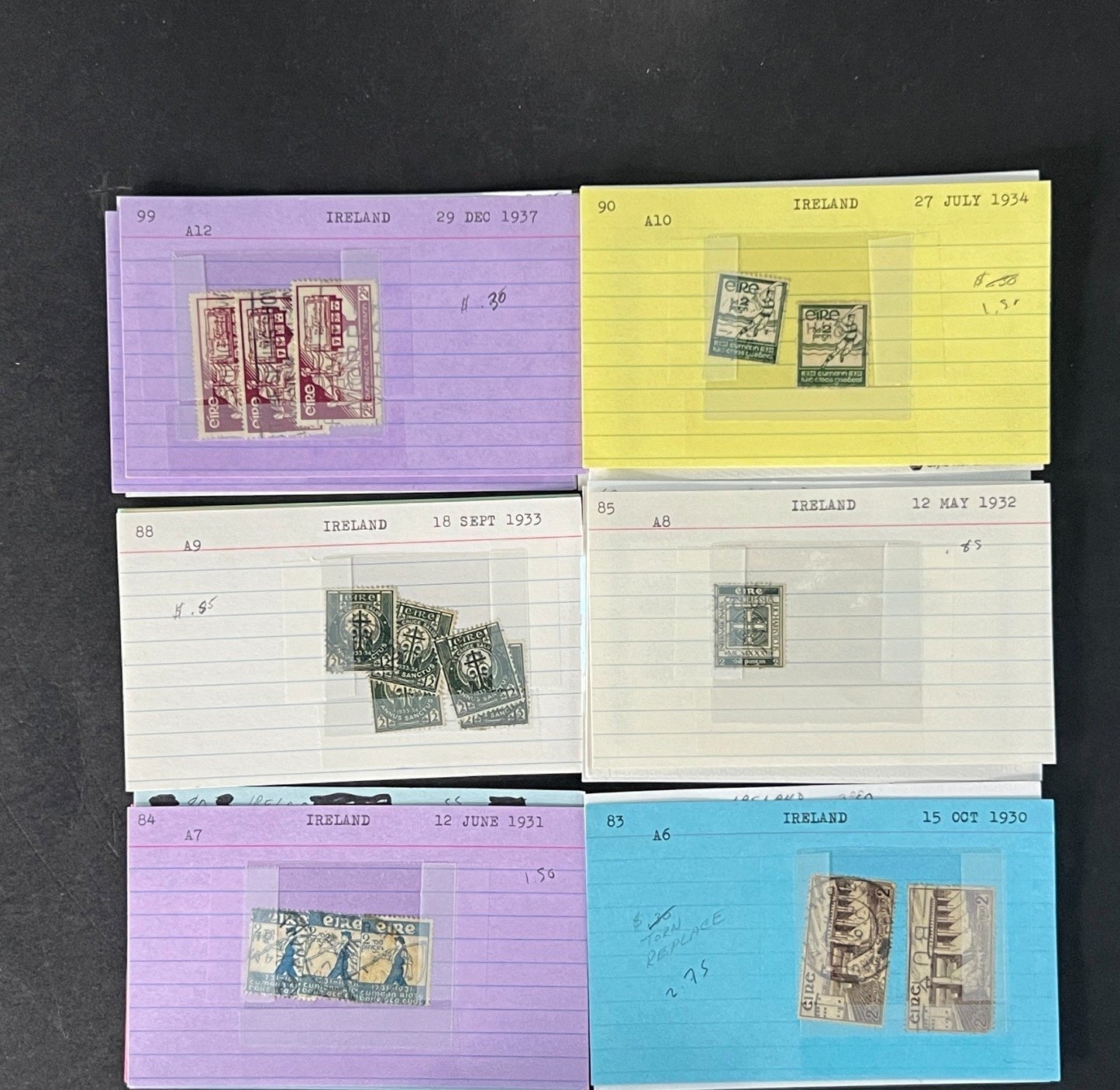 Ireland Stamp Collection on Dealer Cards $580 CV ZAYIX 0825CB414624