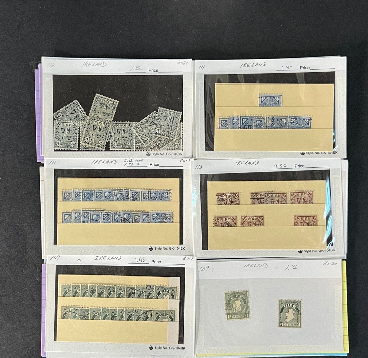 Ireland Stamp Collection on Dealer Cards $580 CV ZAYIX 0825CB414624