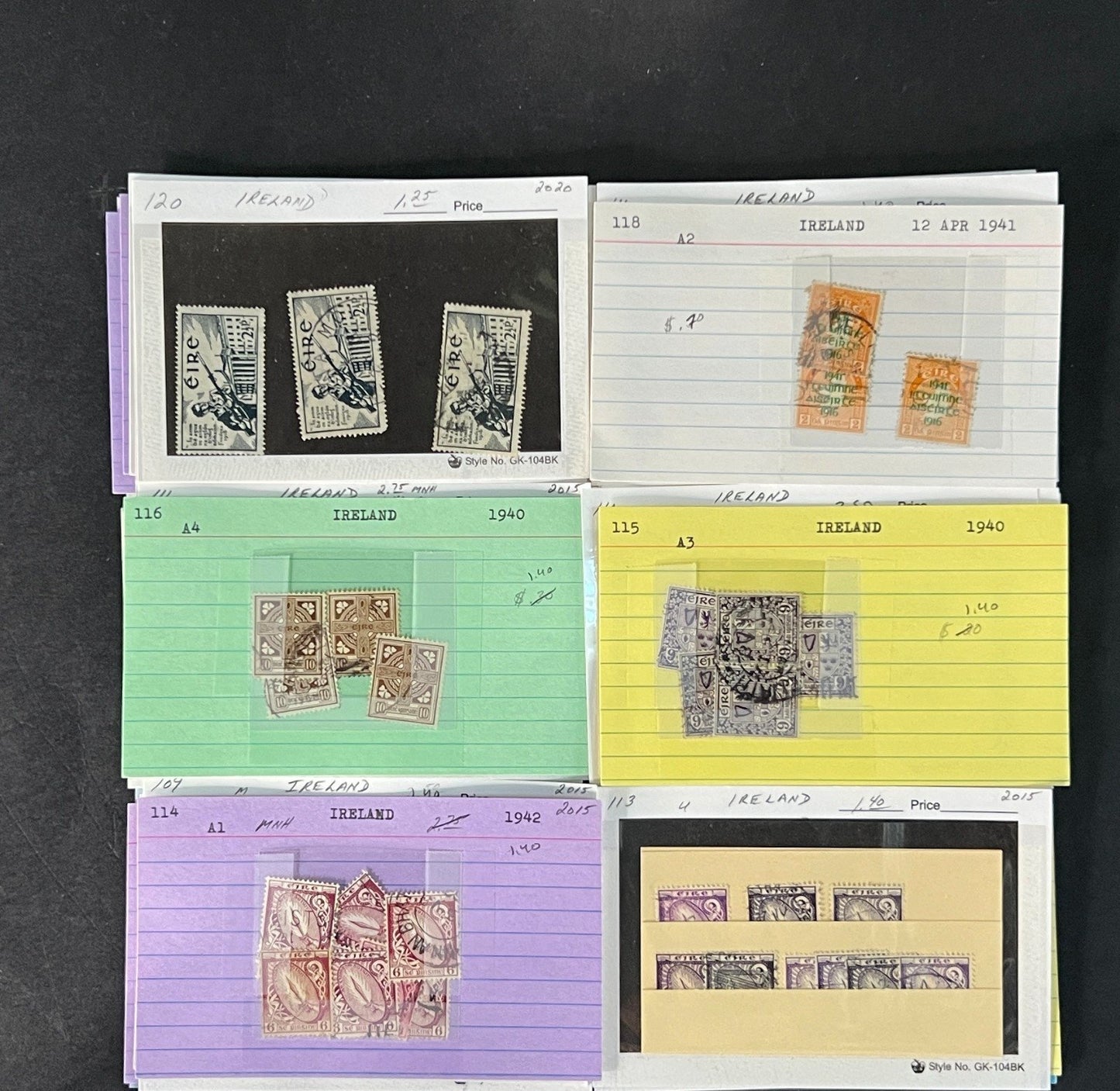 Ireland Stamp Collection on Dealer Cards $580 CV ZAYIX 0825CB414624