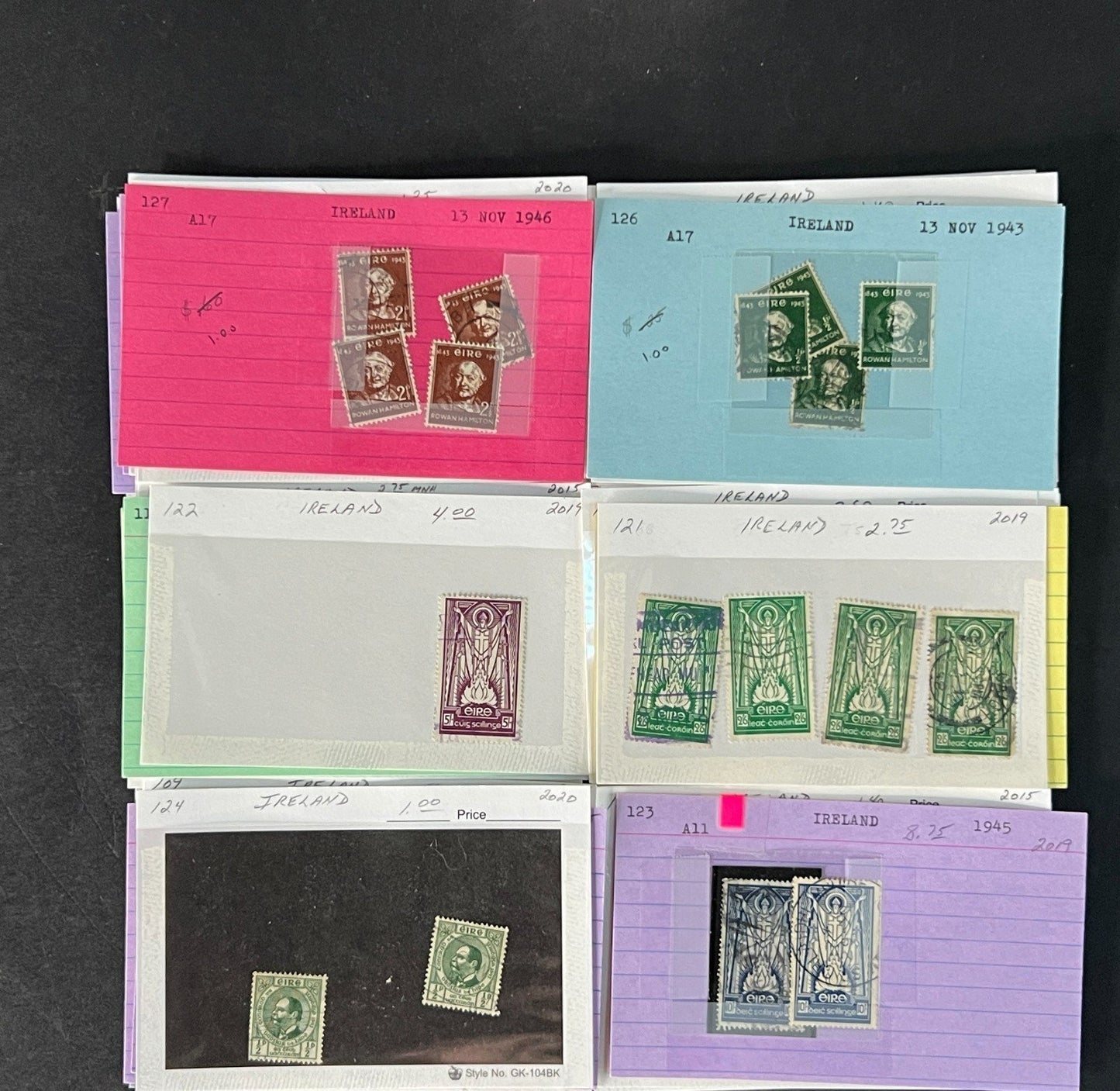 Ireland Stamp Collection on Dealer Cards $580 CV ZAYIX 0825CB414624