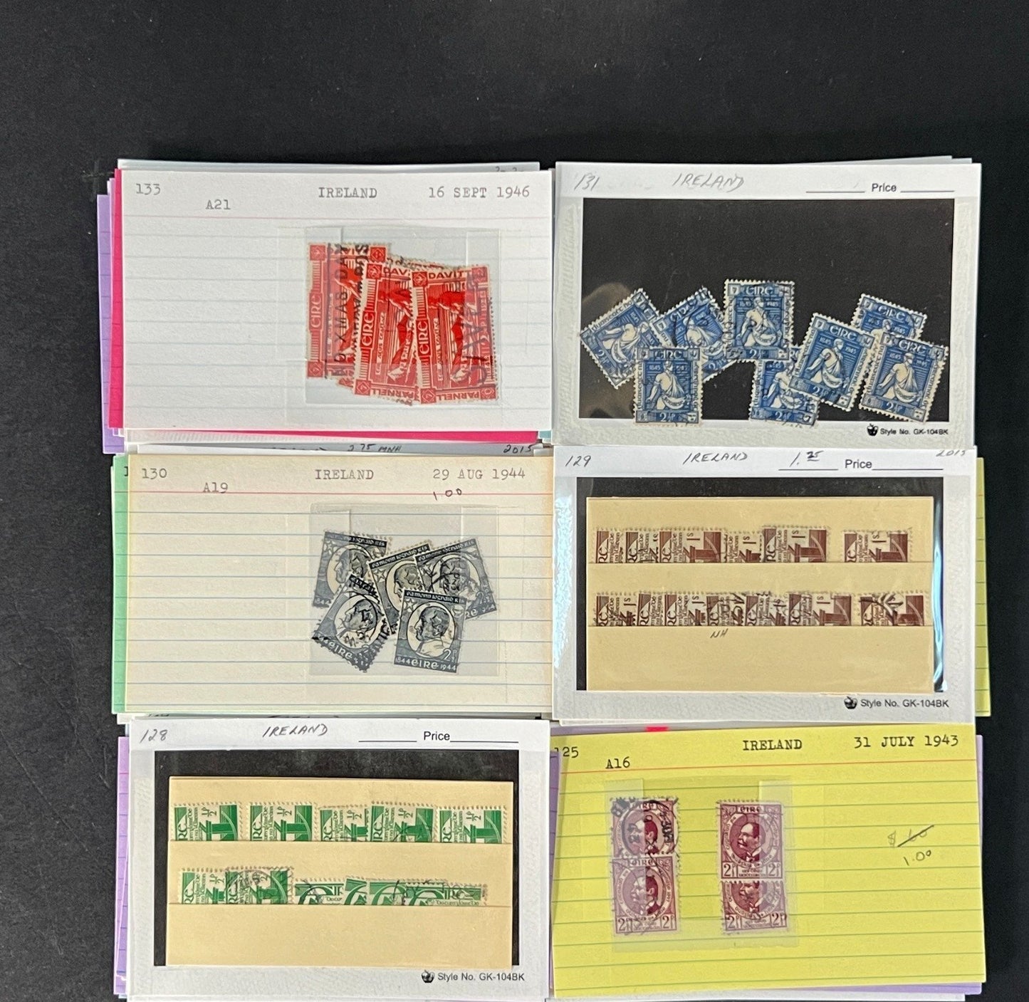 Ireland Stamp Collection on Dealer Cards $580 CV ZAYIX 0825CB414624