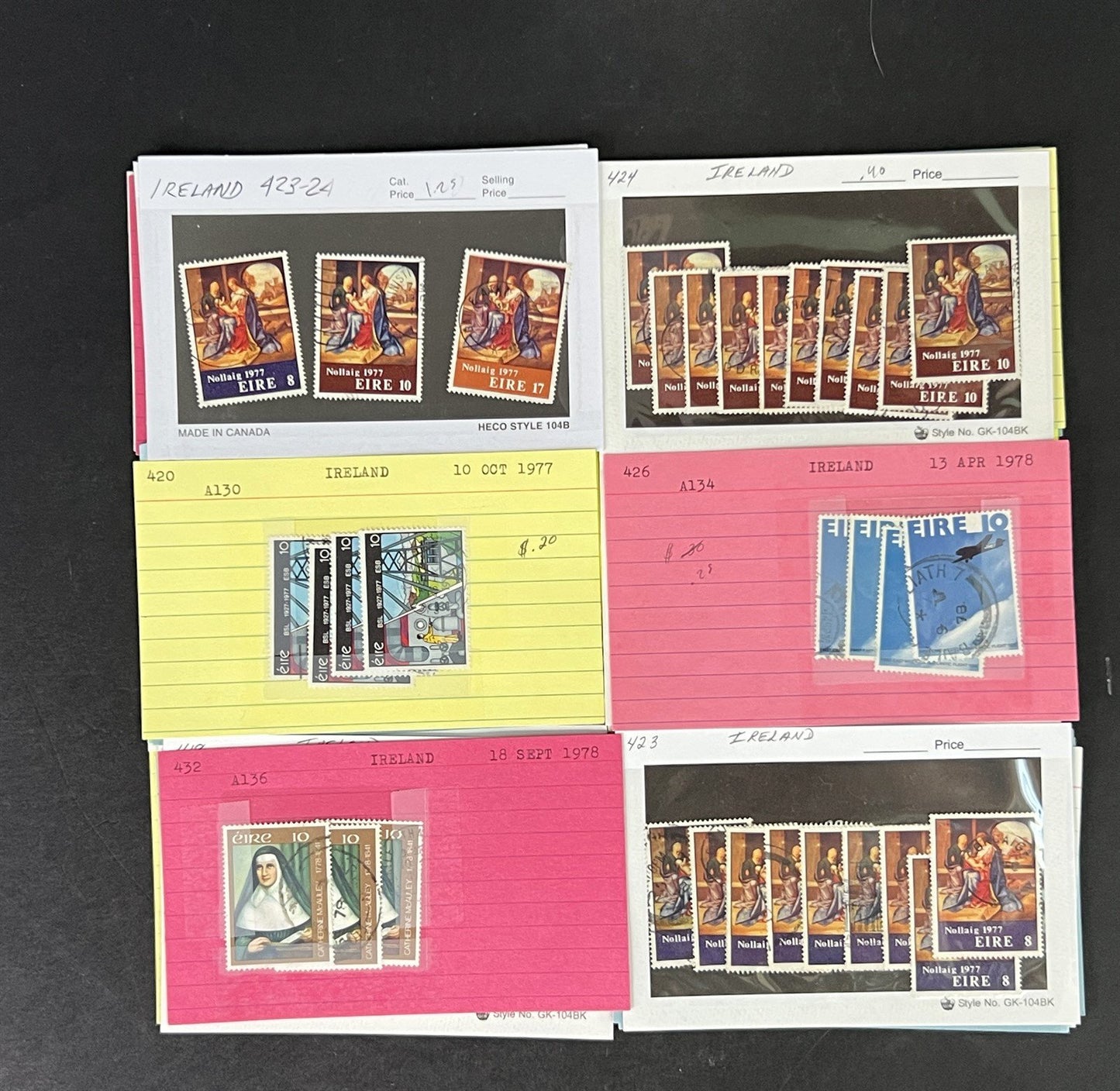 Ireland Stamp Collection MNH/MH/Used mix Dealer Cards $215 CV ZAYIX