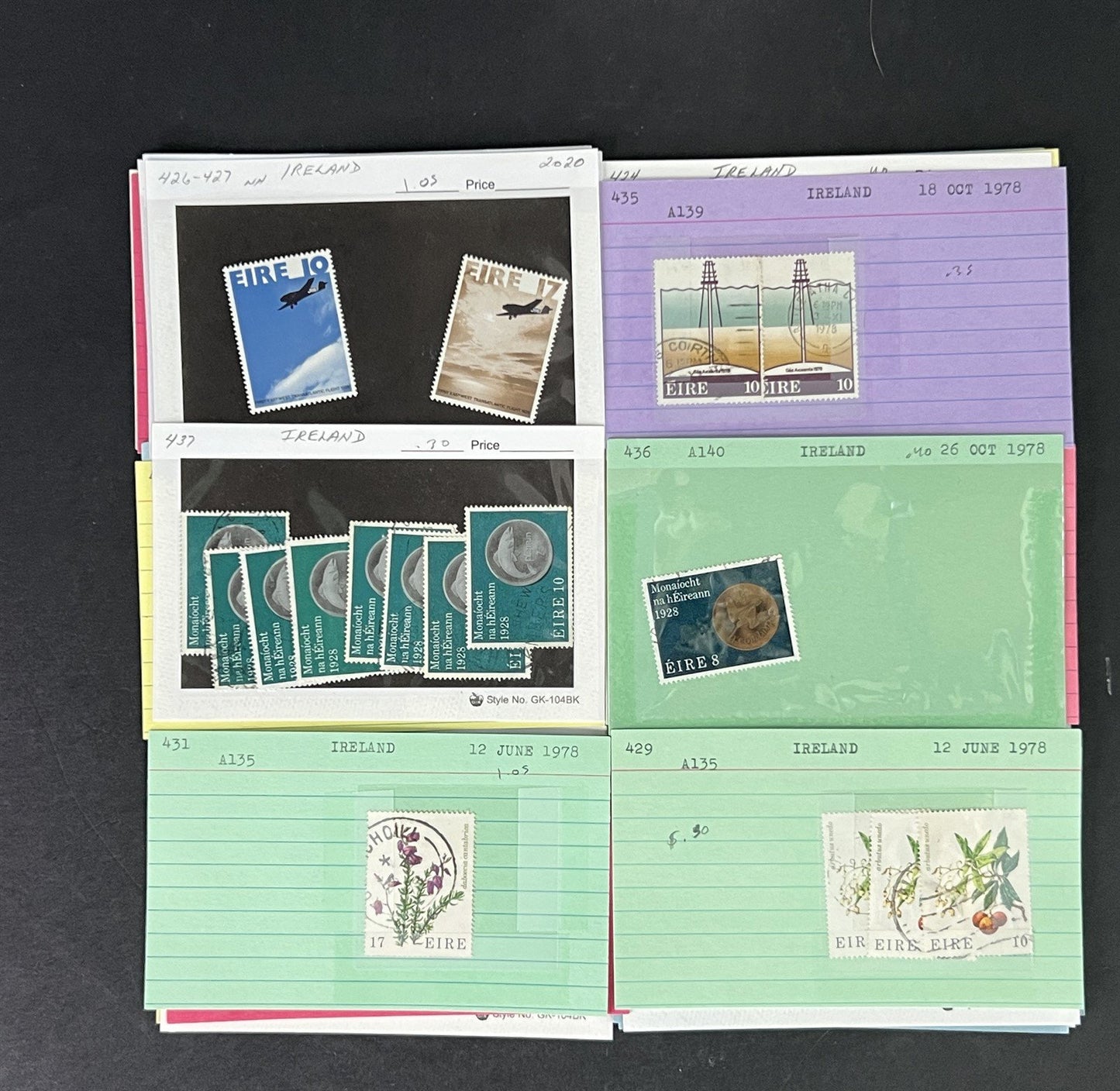 Ireland Stamp Collection MNH/MH/Used mix Dealer Cards $215 CV ZAYIX