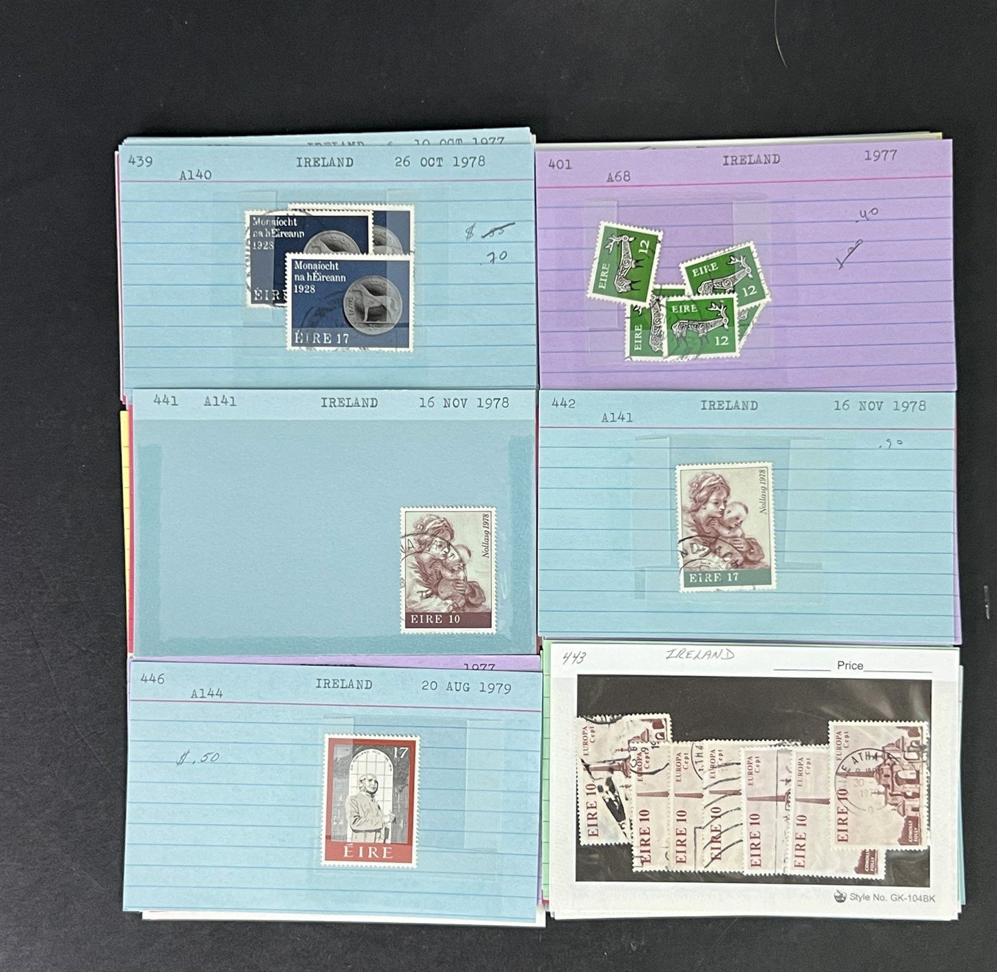 Ireland Stamp Collection MNH/MH/Used mix Dealer Cards $215 CV ZAYIX
