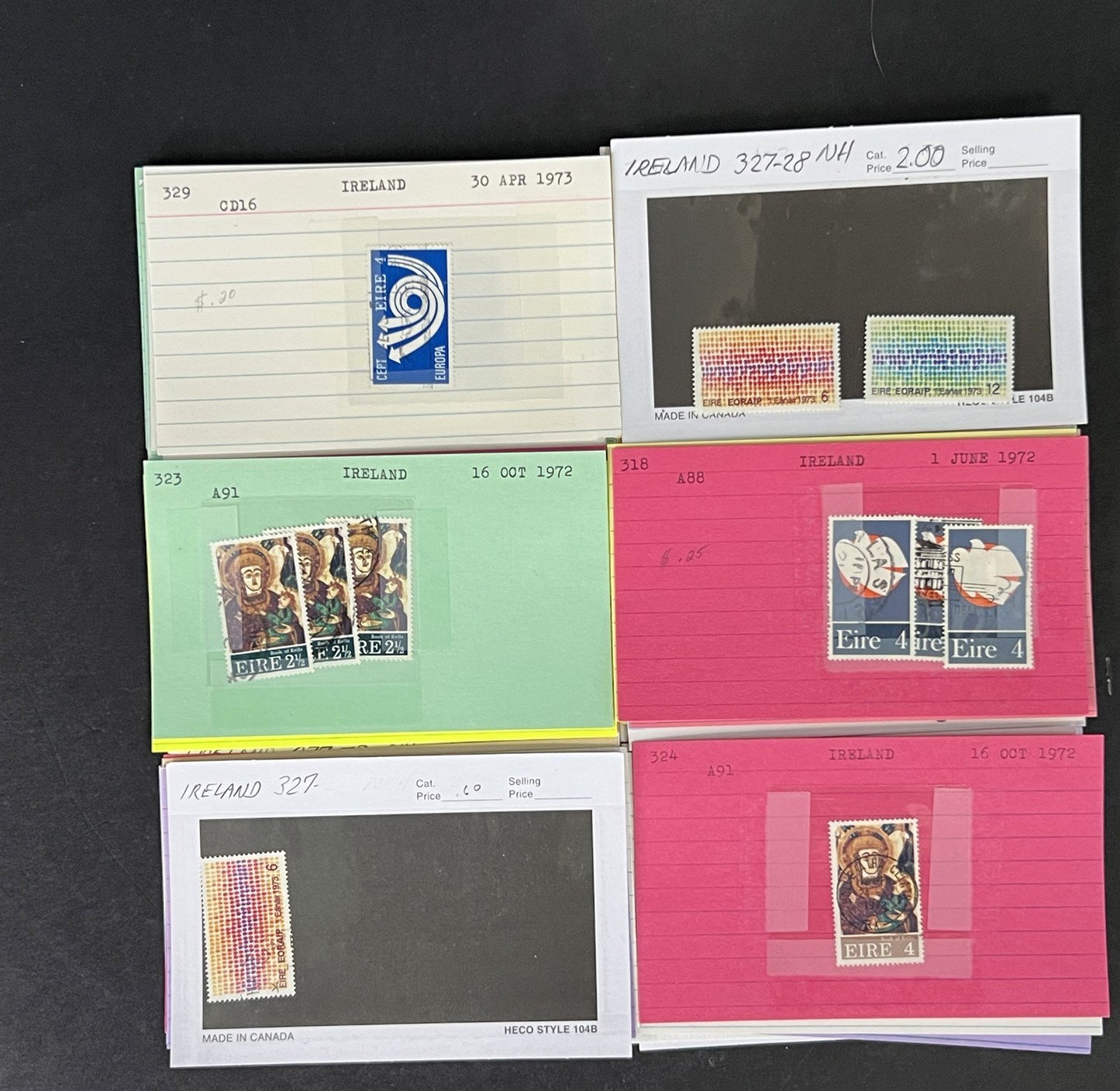 Ireland Stamp Collection MNH/MH/Used mix Dealer Cards $215 CV ZAYIX