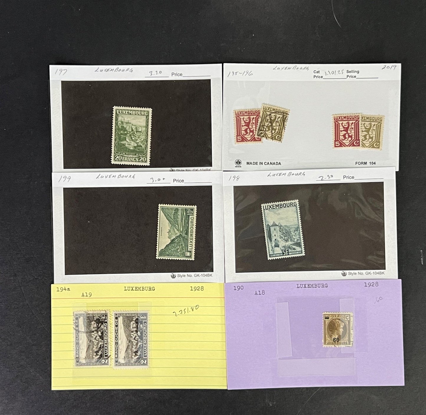 Luxembourg Stamp Collection Classics Dealer Cards Mint/Used Mix $207 CV ZAYIX