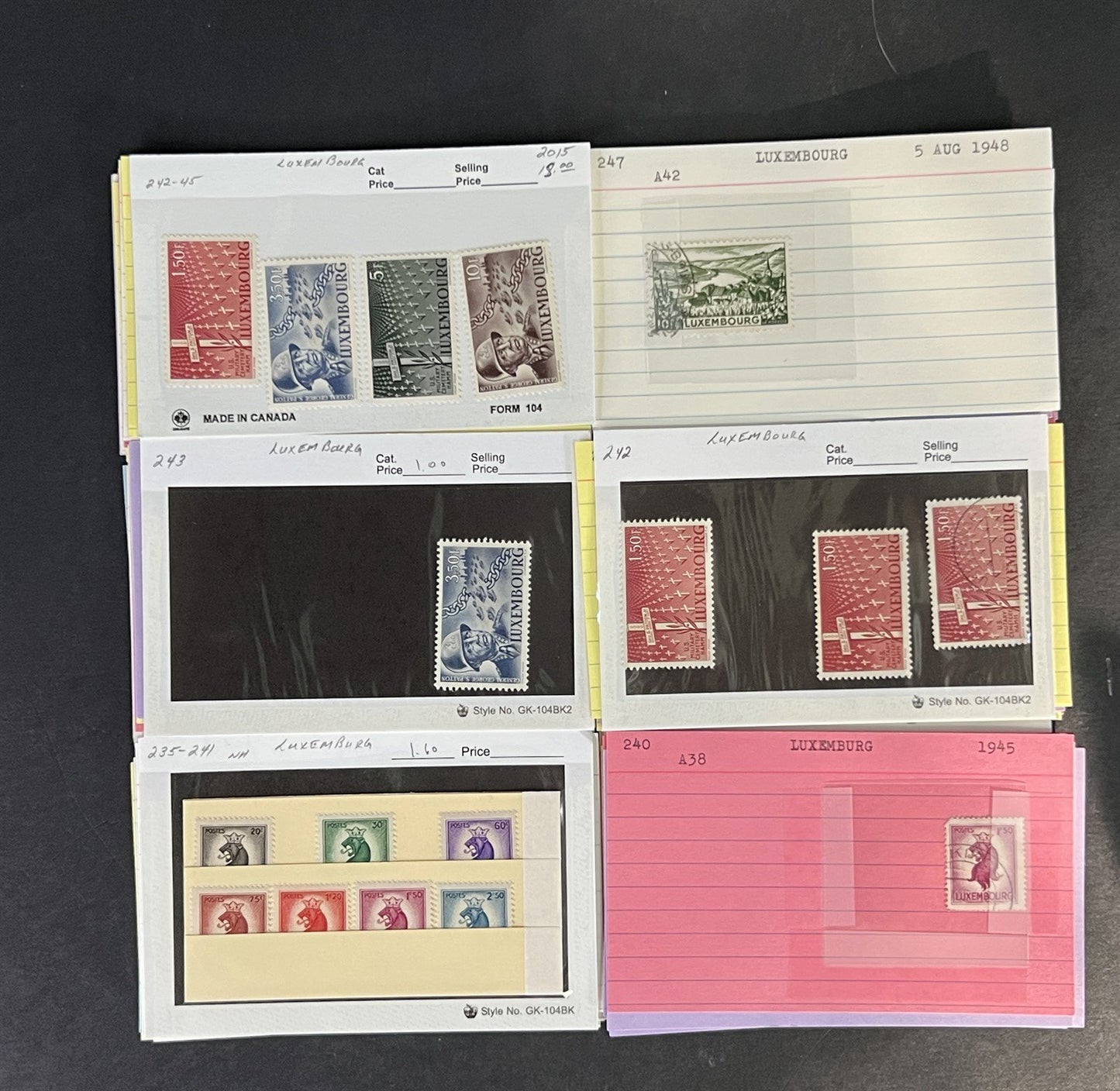 Luxembourg Stamp Collection Classics Dealer Cards Mint/Used Mix $207 CV ZAYIX