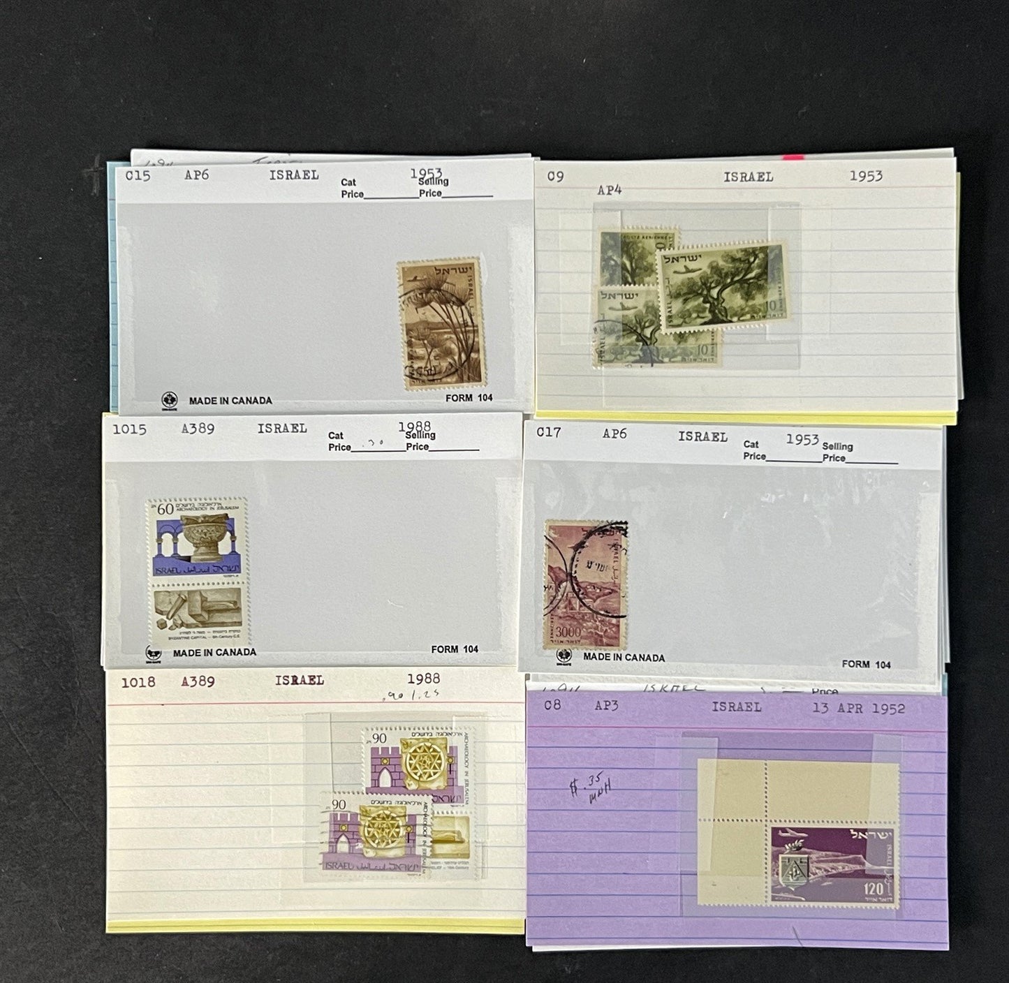 Israel Stamp Collection Mint/Used Sets/Singles Mix Dealer Cards $123 CV ZAYIX