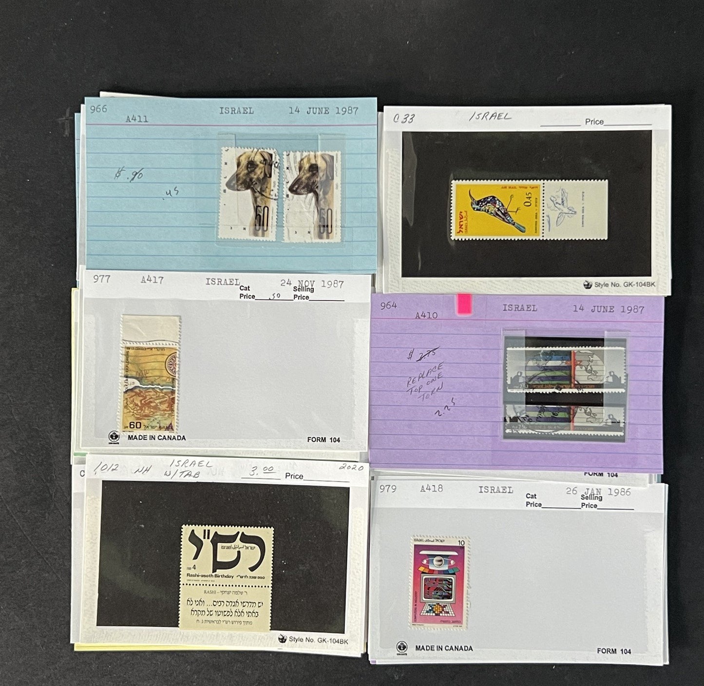 Israel Stamp Collection Mint/Used Sets/Singles Mix Dealer Cards $123 CV ZAYIX