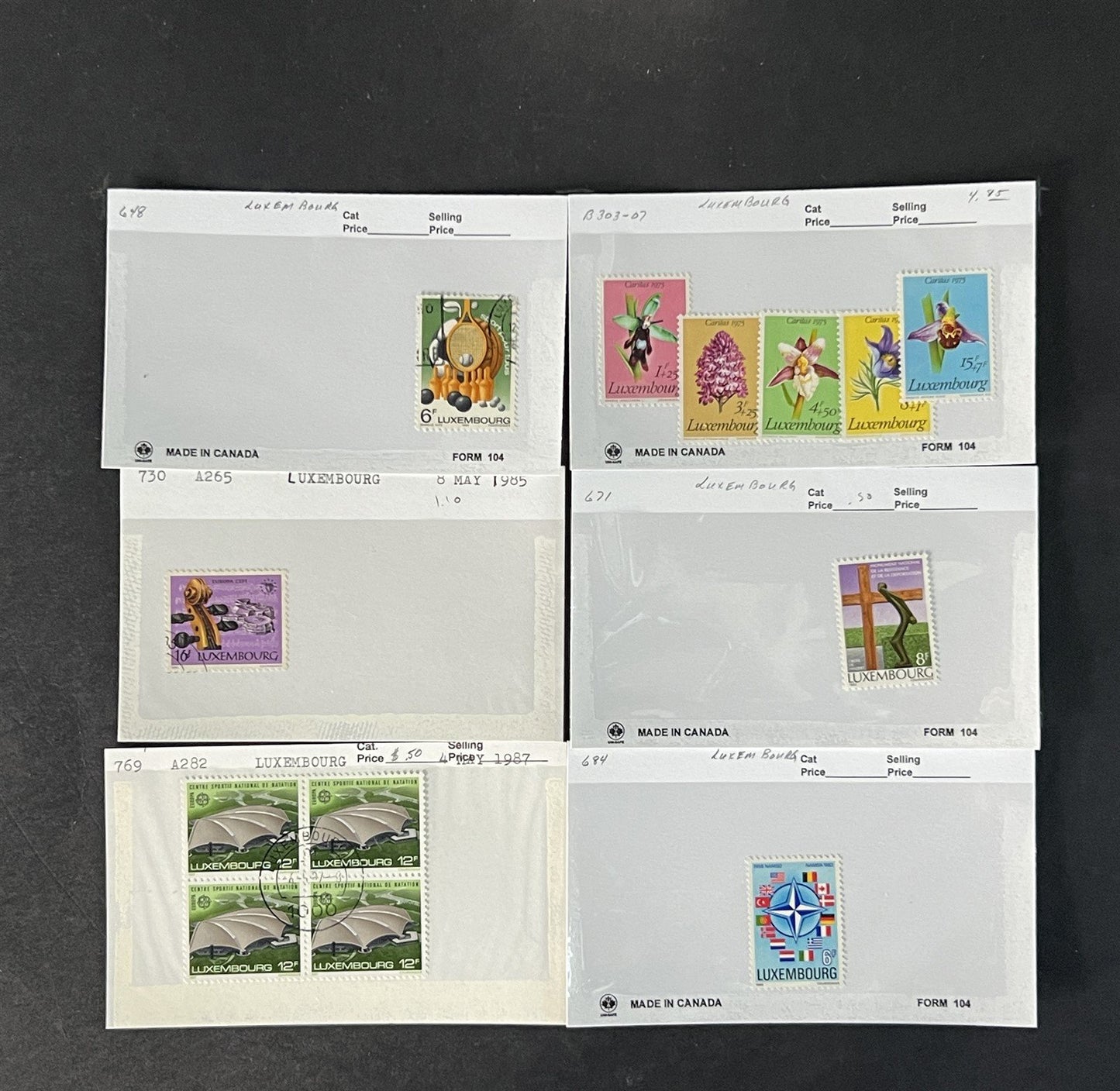 Luxembourg Stamp Collection Dealer Cards MNH/MH/Used Mix with BOB $161 CV ZAYIX