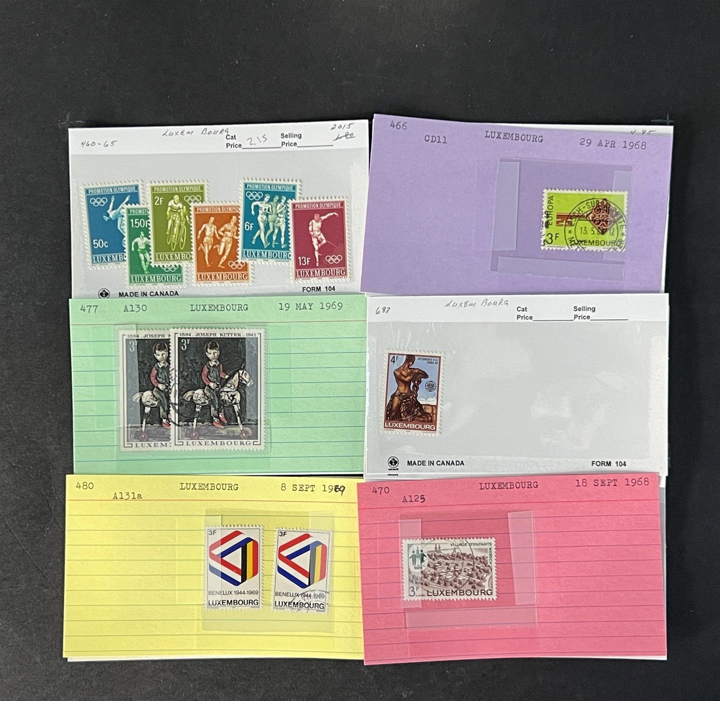 Luxembourg Stamp Collection Dealer Cards MNH/MH/Used Mix with BOB $161 CV ZAYIX