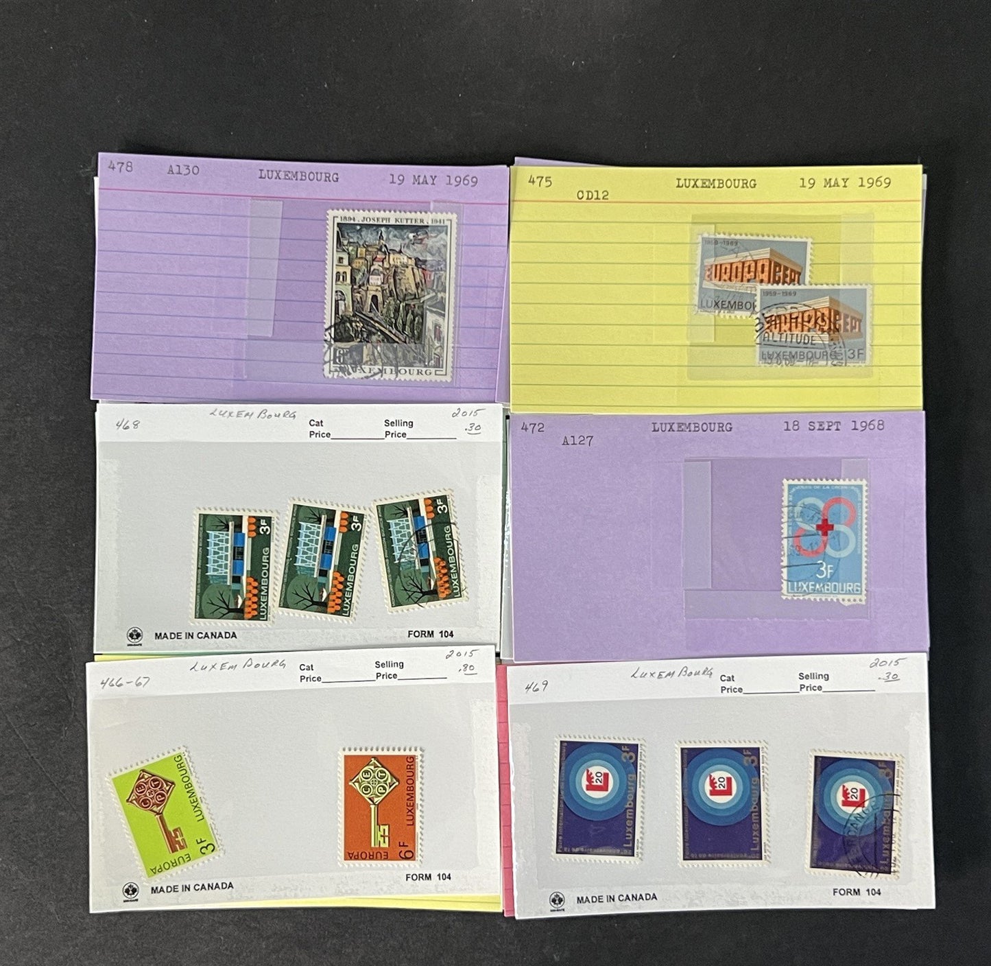 Luxembourg Stamp Collection Dealer Cards MNH/MH/Used Mix with BOB $161 CV ZAYIX