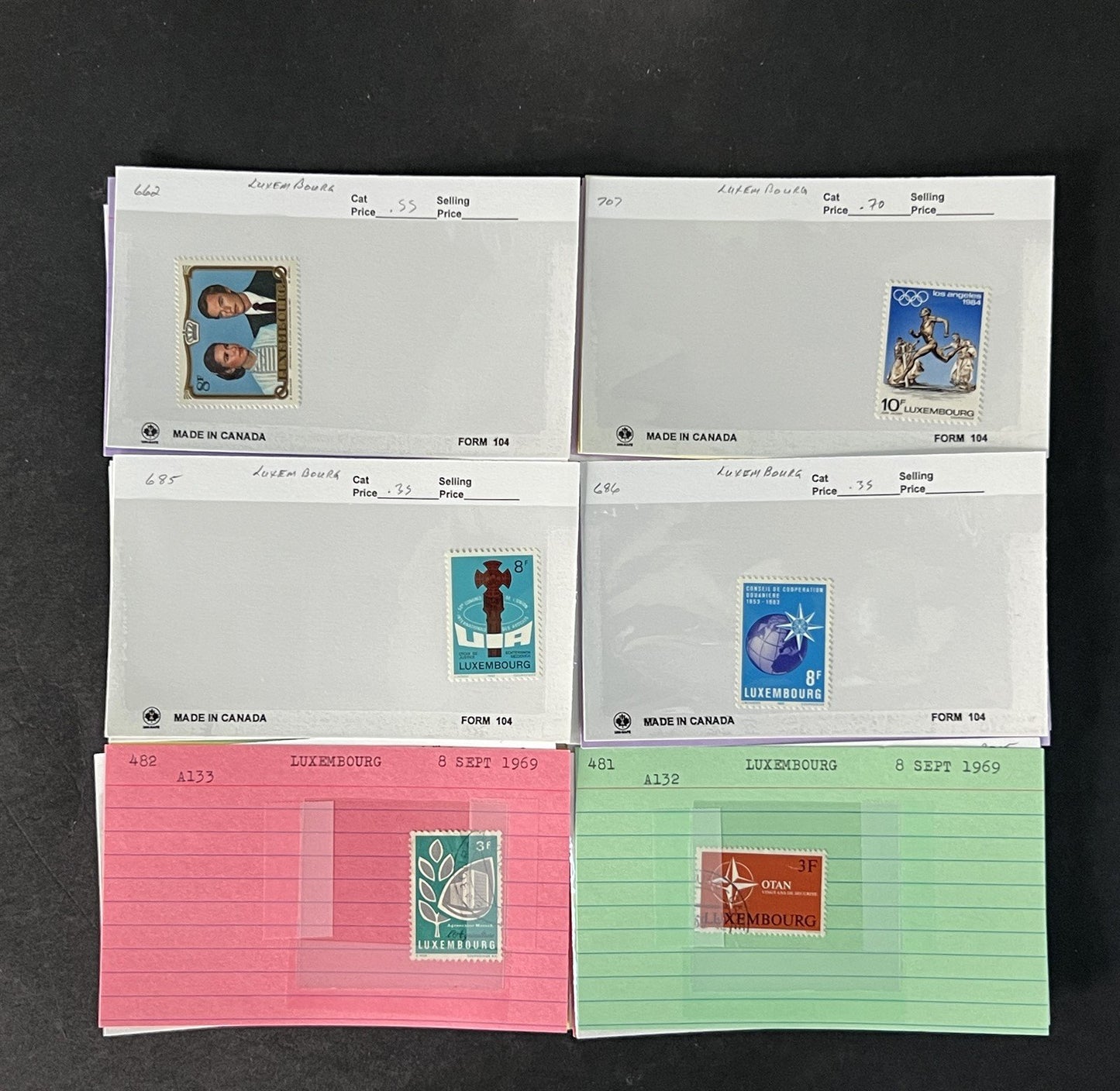 Luxembourg Stamp Collection Dealer Cards MNH/MH/Used Mix with BOB $161 CV ZAYIX