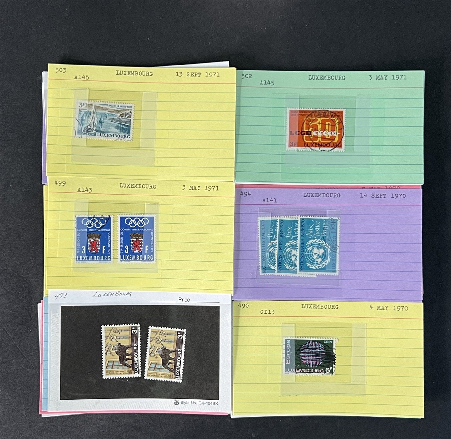 Luxembourg Stamp Collection Dealer Cards MNH/MH/Used Mix with BOB $161 CV ZAYIX