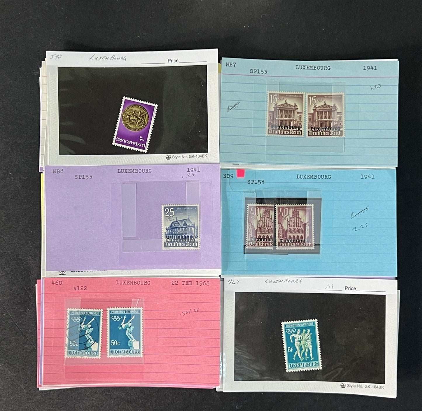 Luxembourg Stamp Collection Dealer Cards MNH/MH/Used Mix with BOB $161 CV ZAYIX