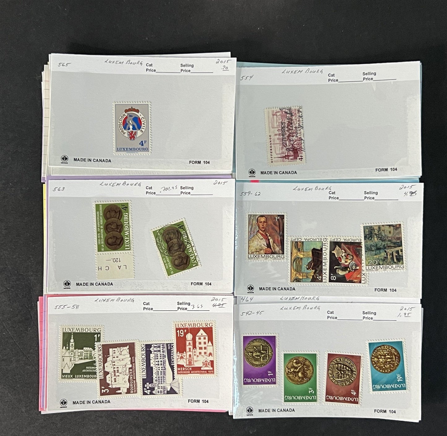 Luxembourg Stamp Collection Dealer Cards MNH/MH/Used Mix with BOB $161 CV ZAYIX