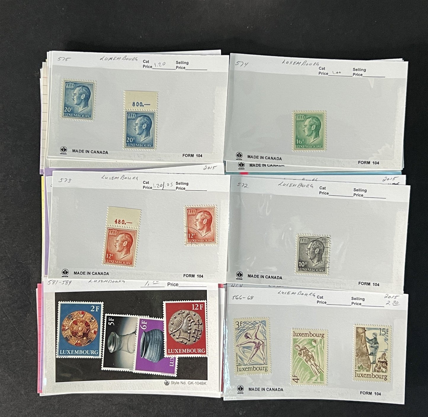 Luxembourg Stamp Collection Dealer Cards MNH/MH/Used Mix with BOB $161 CV ZAYIX