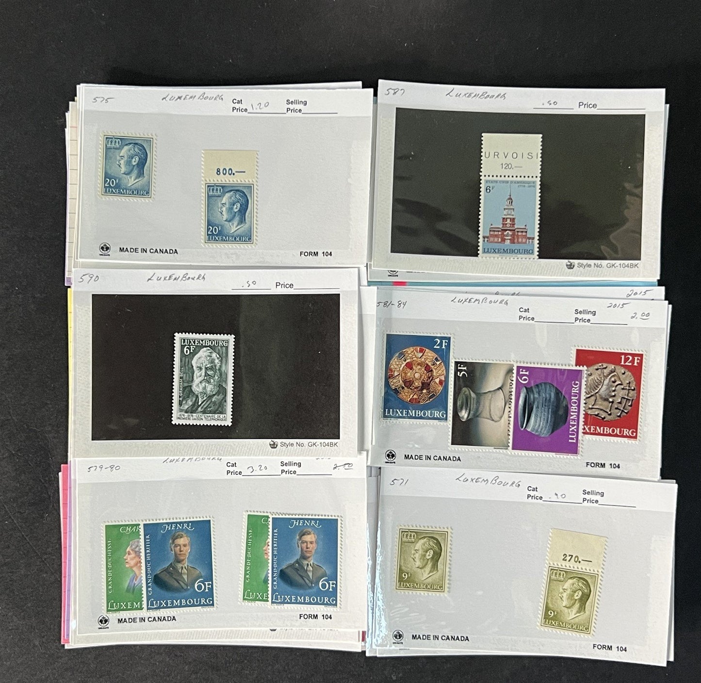 Luxembourg Stamp Collection Dealer Cards MNH/MH/Used Mix with BOB $161 CV ZAYIX