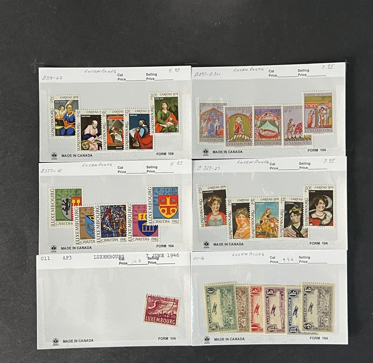Luxembourg Stamp Collection Dealer Cards MNH/MH/Used Mix with BOB $161 CV ZAYIX