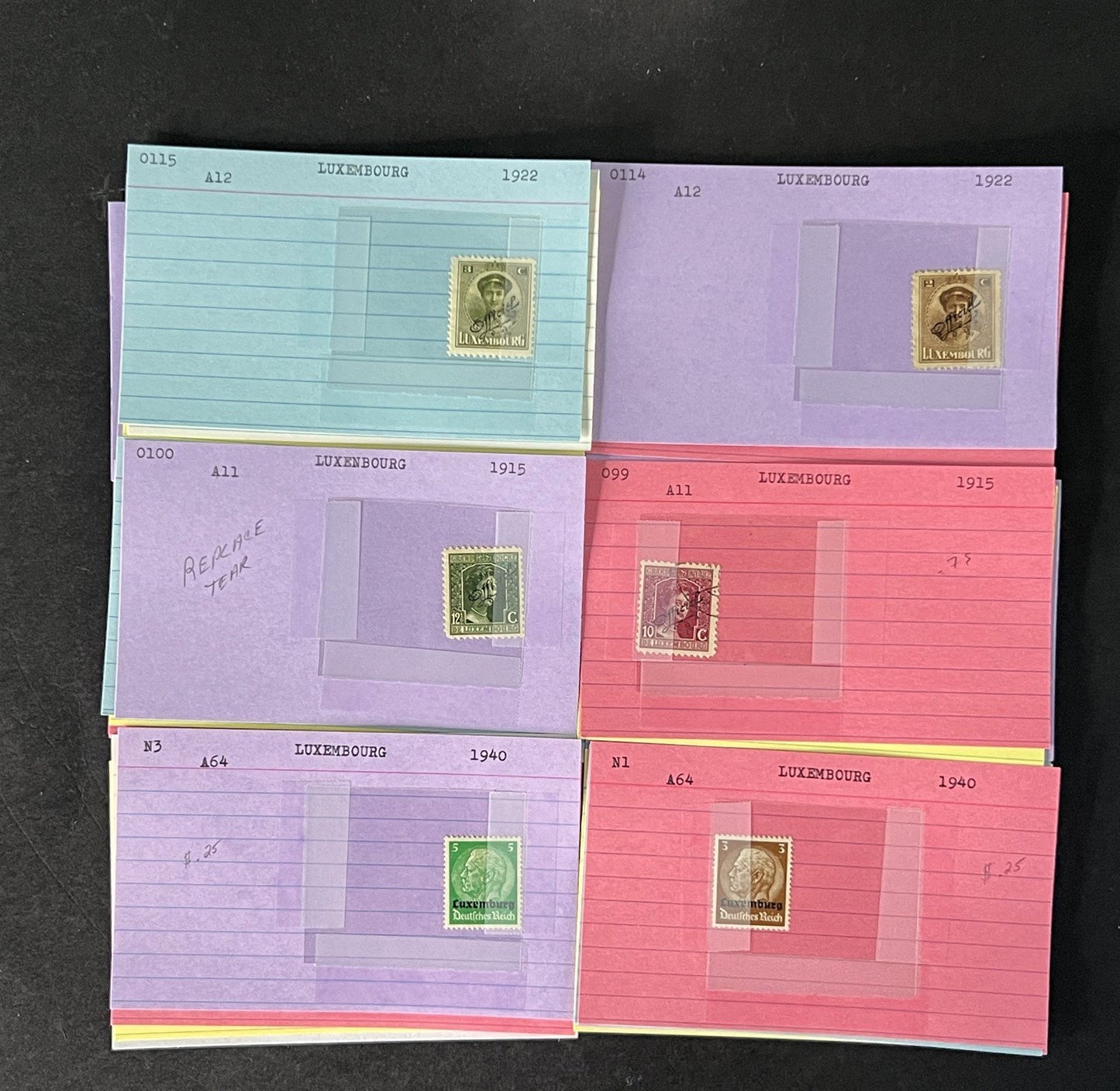Luxembourg Stamp Collection Dealer Cards MNH/MH/Used Mix with BOB $161 CV ZAYIX