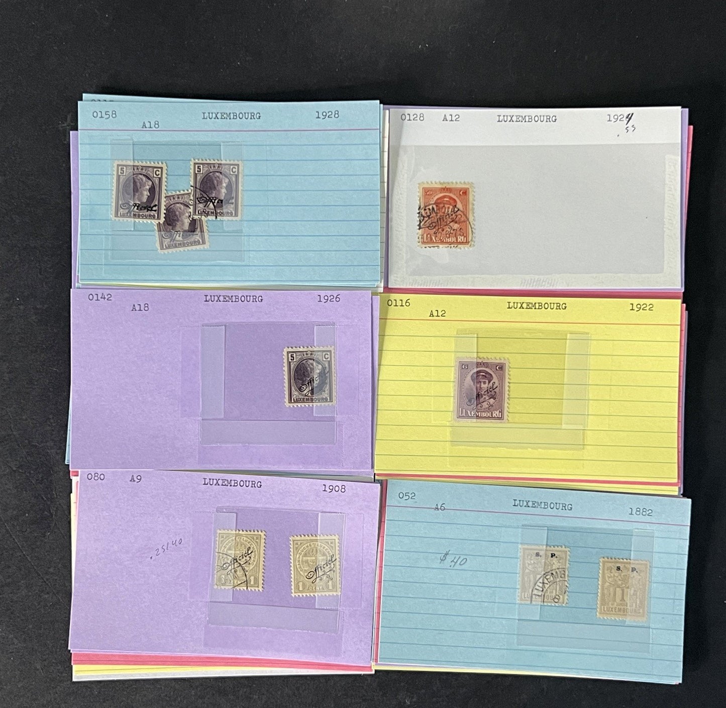 Luxembourg Stamp Collection Dealer Cards MNH/MH/Used Mix with BOB $161 CV ZAYIX