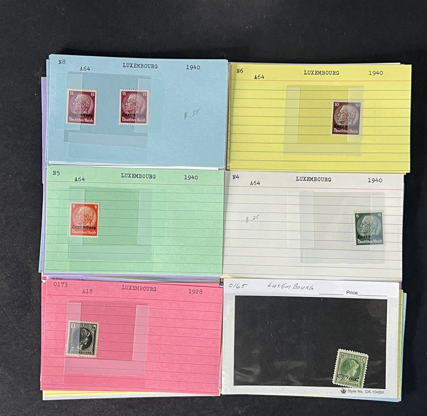 Luxembourg Stamp Collection Dealer Cards MNH/MH/Used Mix with BOB $161 CV ZAYIX