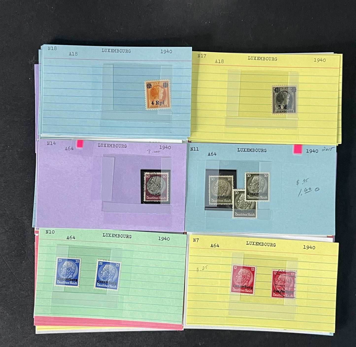 Luxembourg Stamp Collection Dealer Cards MNH/MH/Used Mix with BOB $161 CV ZAYIX