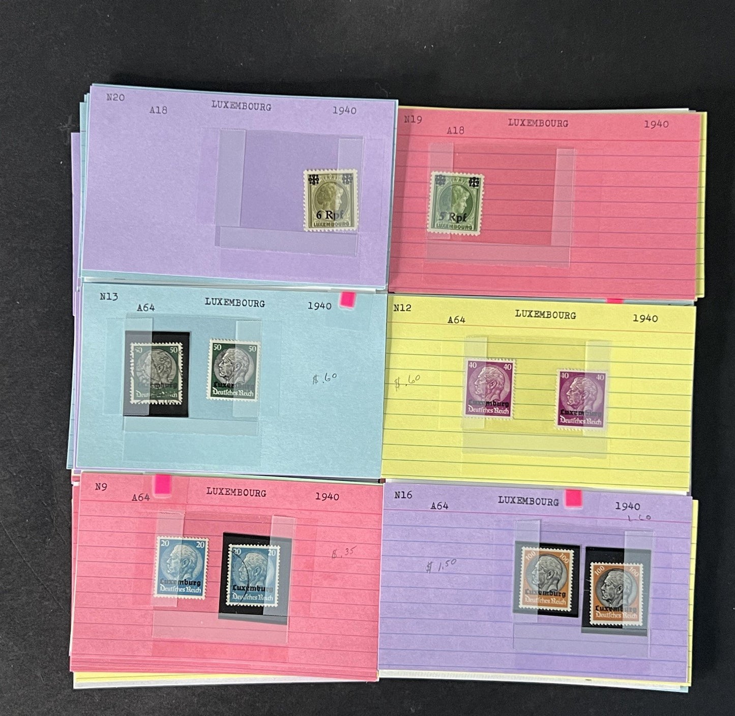 Luxembourg Stamp Collection Dealer Cards MNH/MH/Used Mix with BOB $161 CV ZAYIX