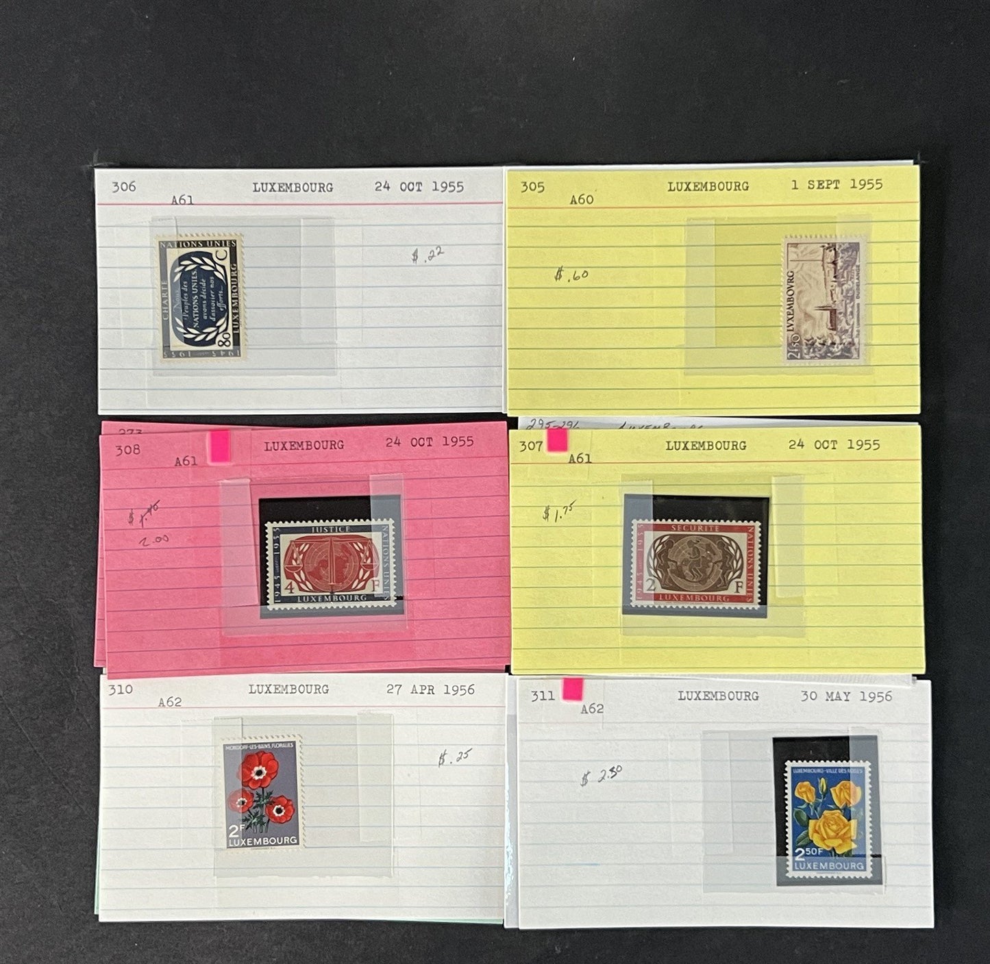 Luxembourg Stamp Collection on Dealer Cards $200 CV ZAYIX 0825CB414627