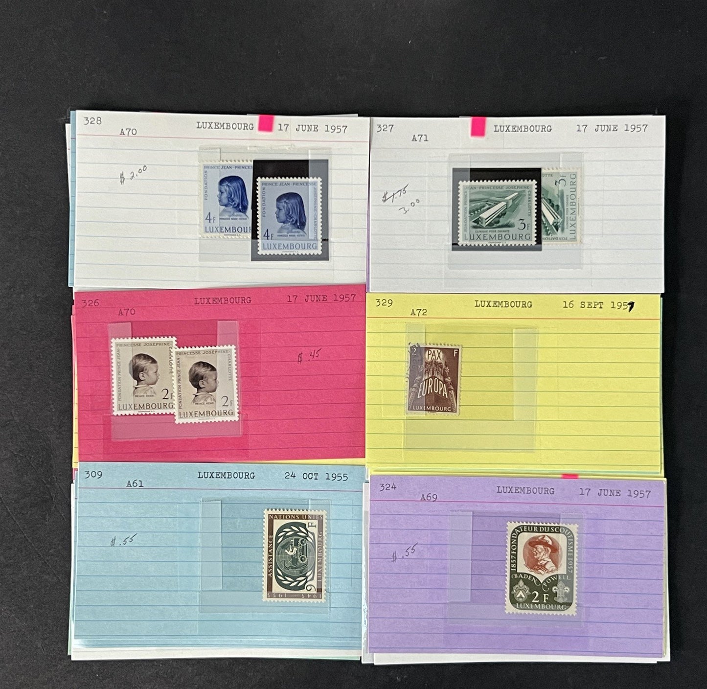 Luxembourg Stamp Collection on Dealer Cards $200 CV ZAYIX 0825CB414627