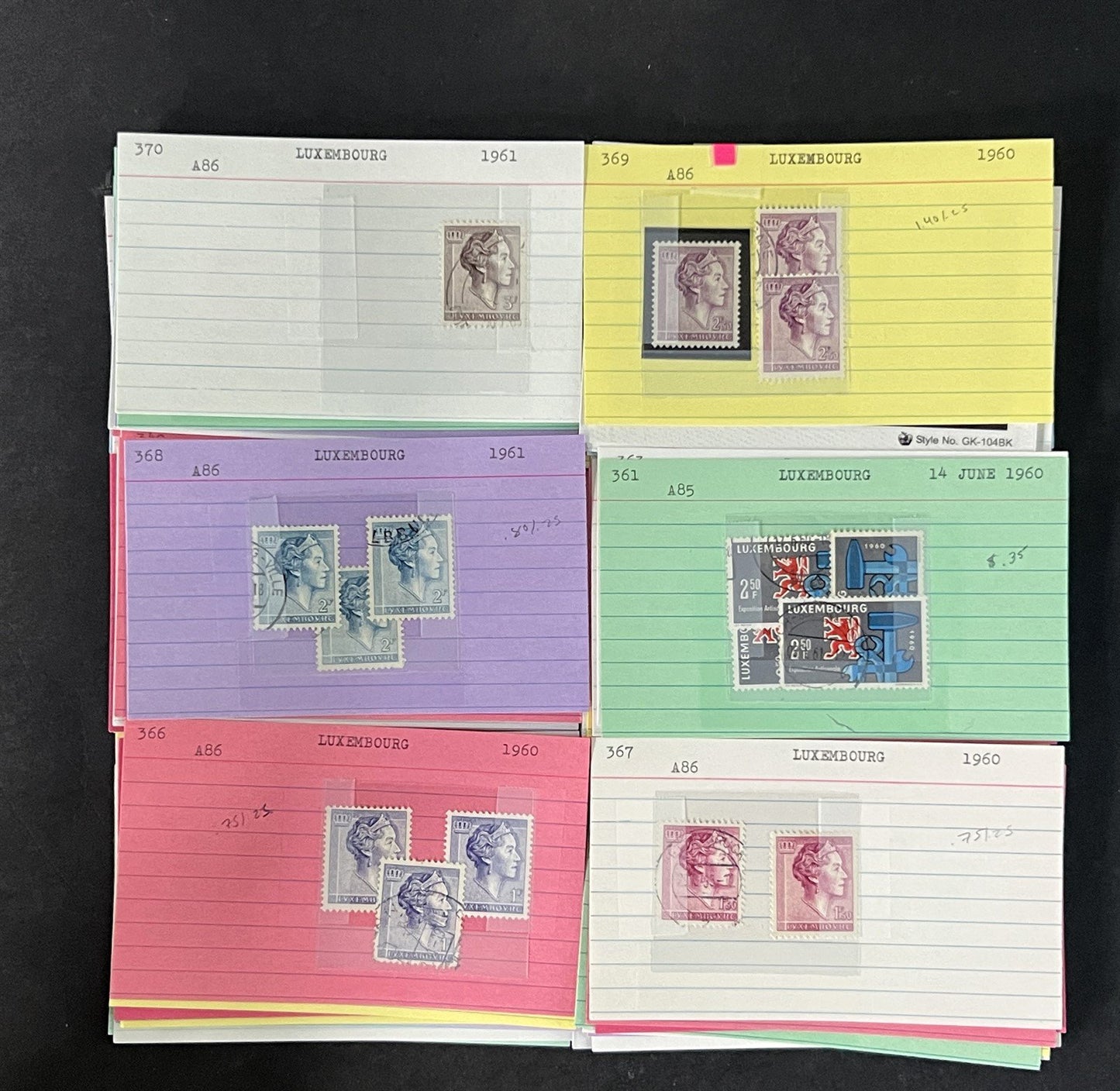 Luxembourg Stamp Collection on Dealer Cards $200 CV ZAYIX 0825CB414627