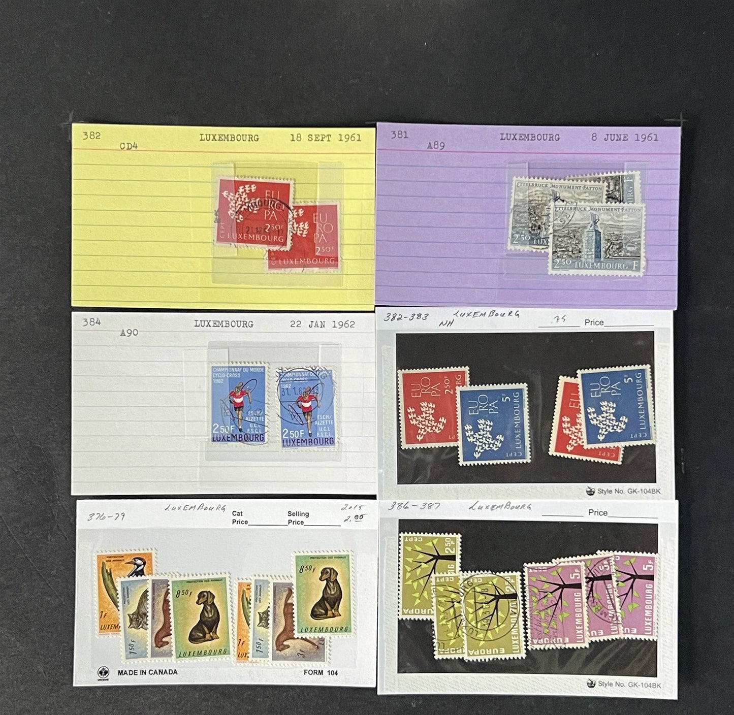 Luxembourg Stamp Collection on Dealer Cards $200 CV ZAYIX 0825CB414627