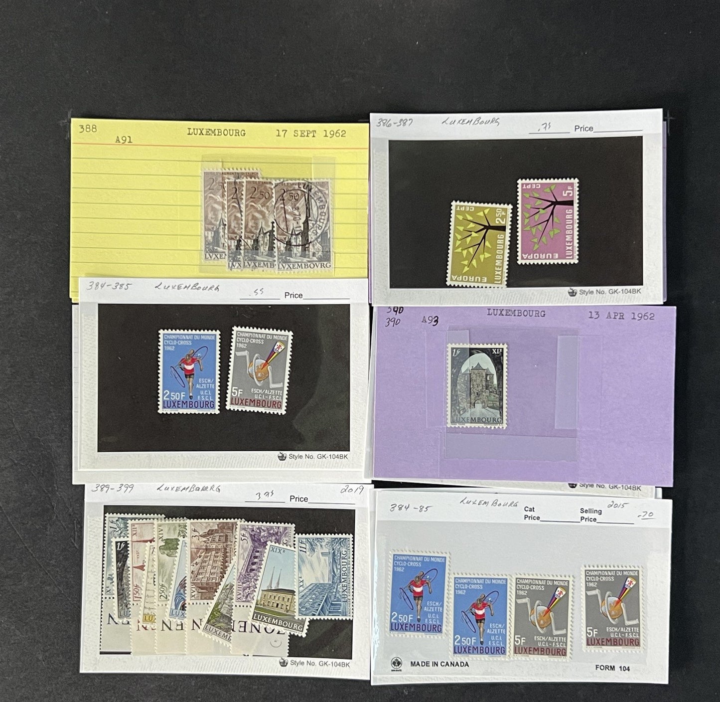 Luxembourg Stamp Collection on Dealer Cards $200 CV ZAYIX 0825CB414627