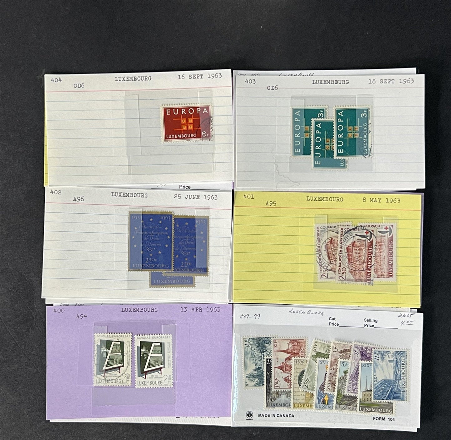 Luxembourg Stamp Collection on Dealer Cards $200 CV ZAYIX 0825CB414627